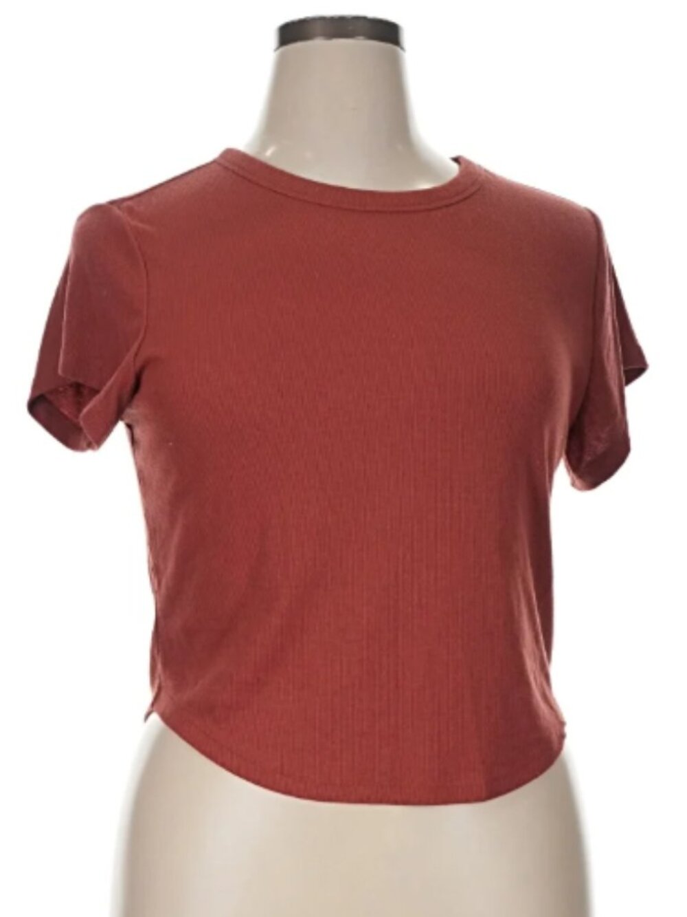 Old Navy Women's UltraLite Go-Dry Burnt Orange Rib Knit Crop Top T-Shirt 2X